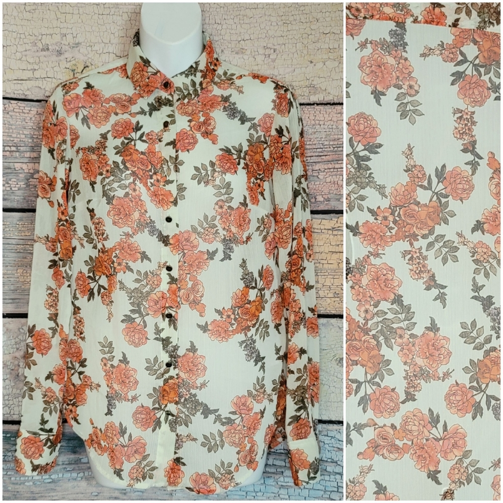 Floral button down top